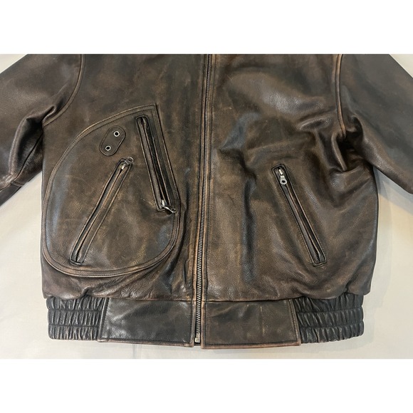 Vintage Harley Davidson Leather Motorcycle Jacket Distressed Coat‎ Brown L - Picture 6 of 16